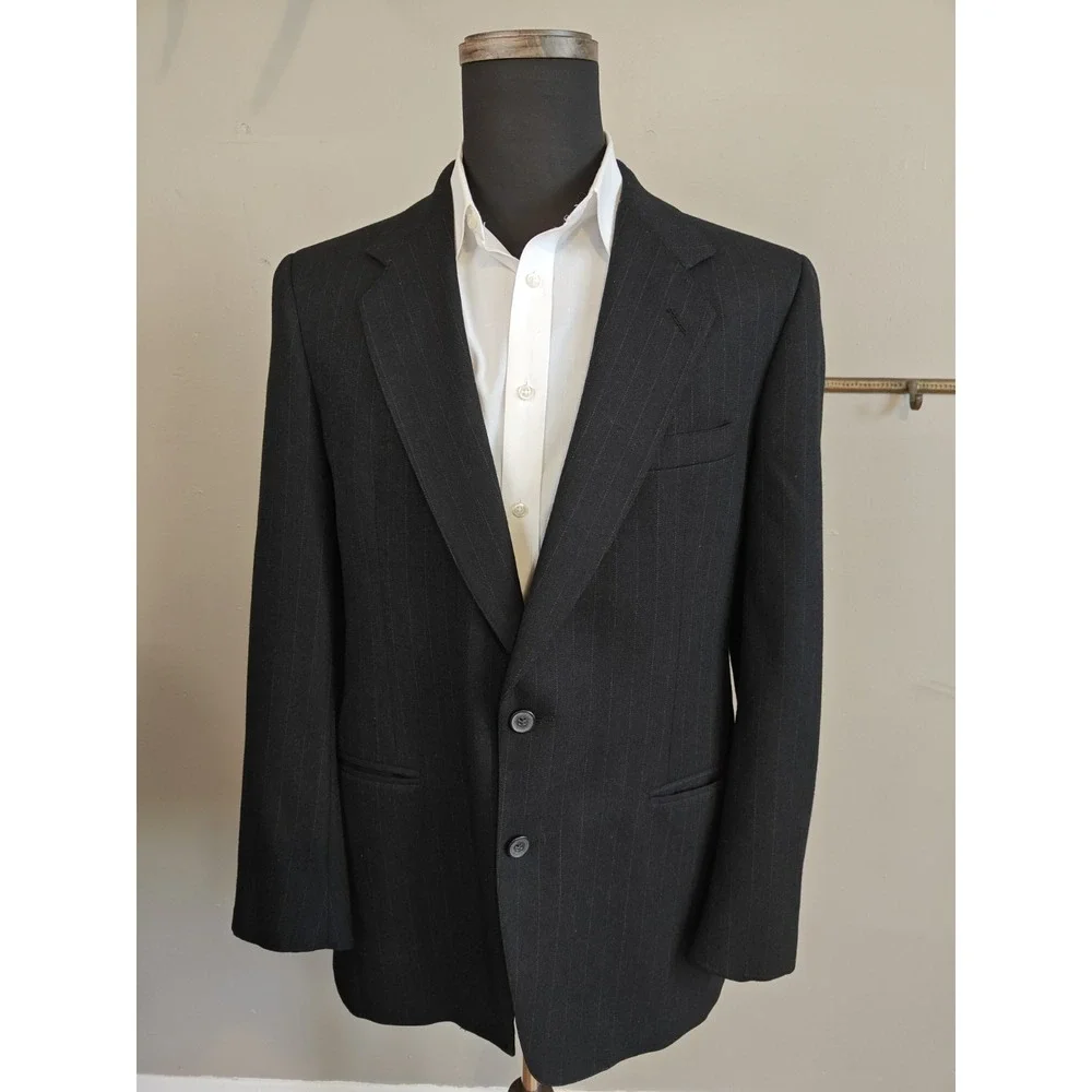 Kuppenheimer Mens Vintage Wool Sport Coat 41R Charcoal Stripe USA Made N606